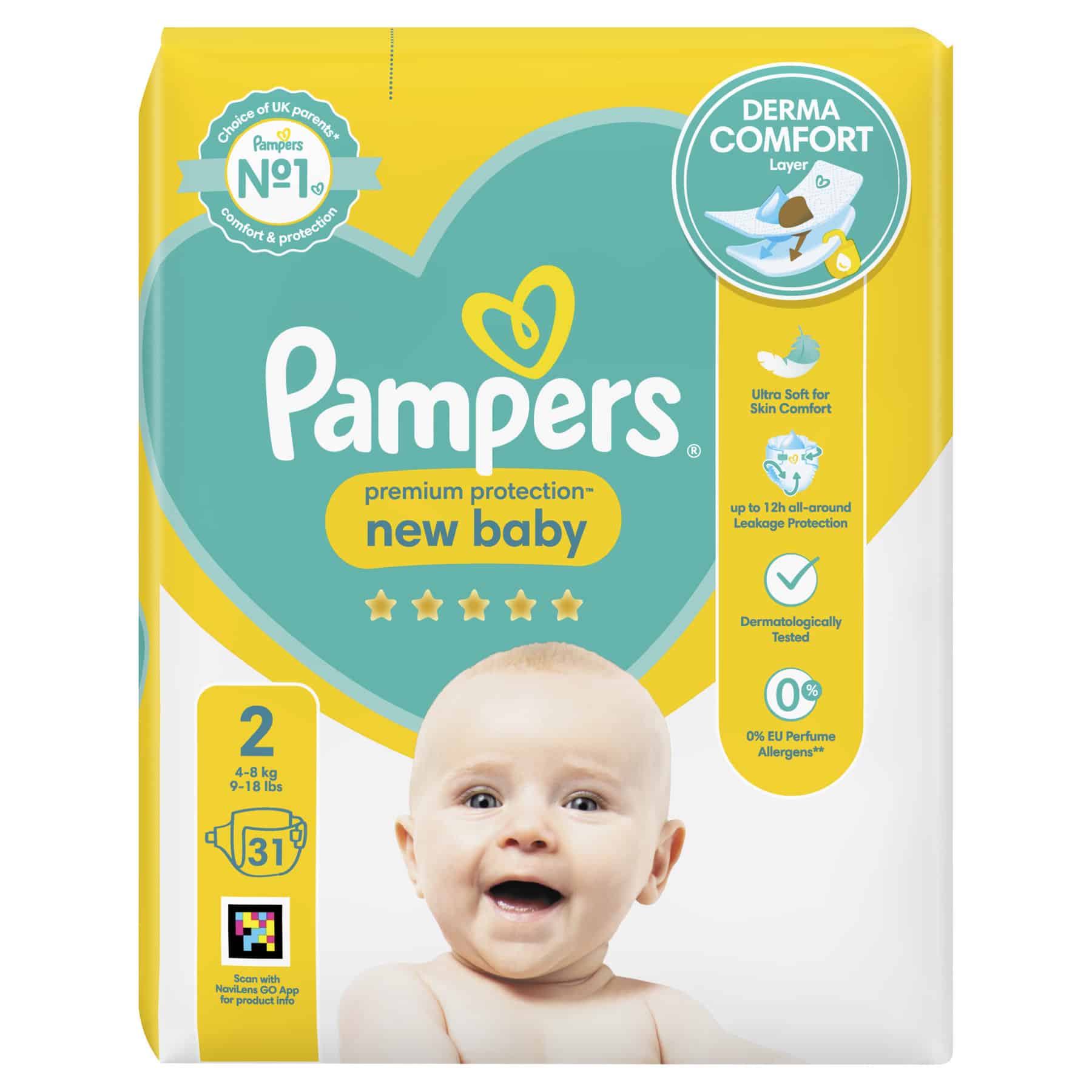 Pampers New Baby Premium Protection Nappies Size 2 4-8kg, 9-18lbs 31's ...