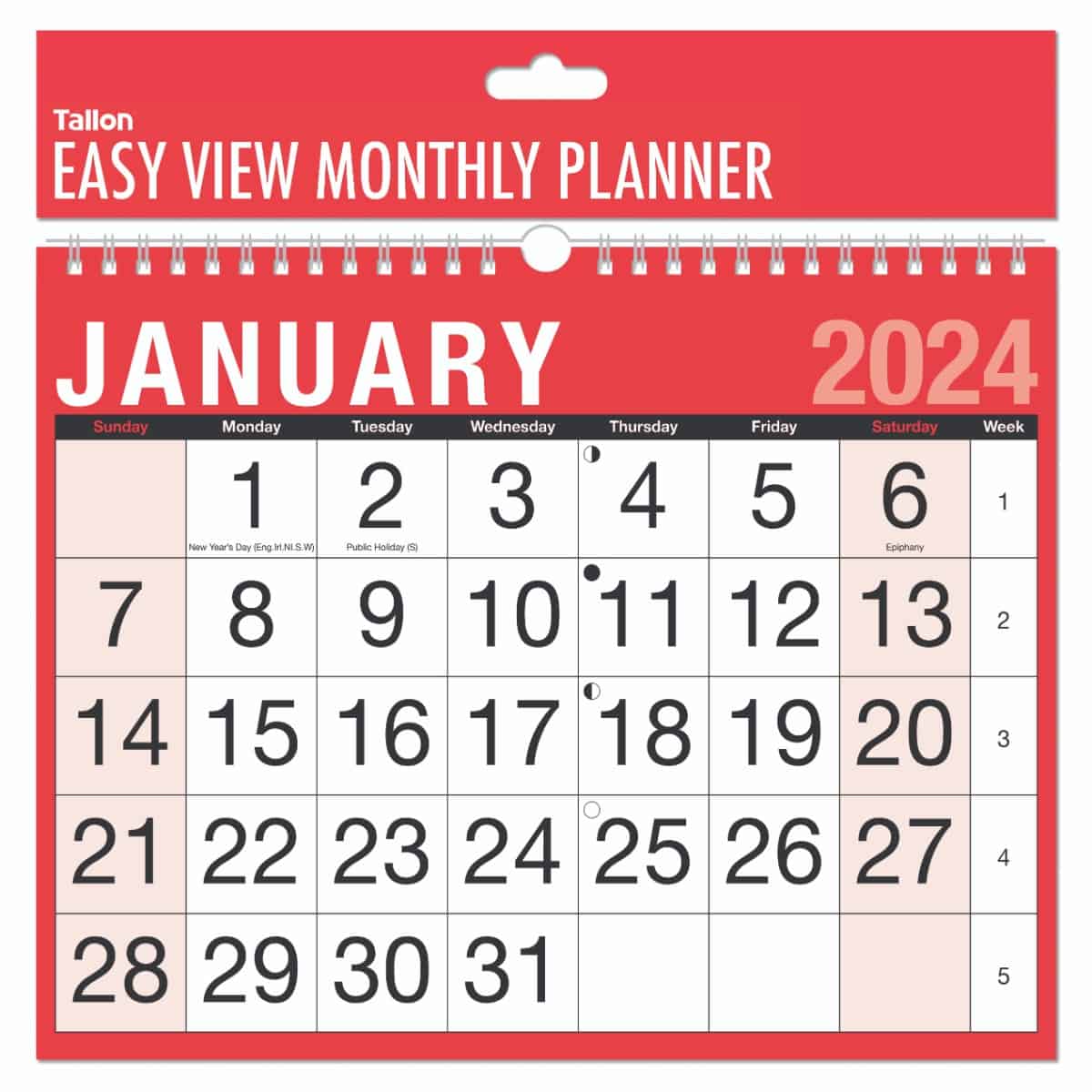 2025 Calendar Red & Black Month To View Easy View Harrisons Direct